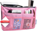 Vercord Purse Organizer Insert for Handbags Bag Organizers Inside Tote Pocketbook Women Nurse Nylon 13 Pockets Pink Small by Vercord