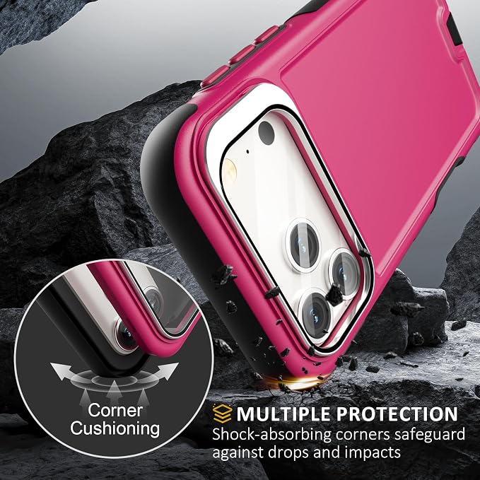 Follaroma Magnetic for iPhone 17 Pro Case with Camera Stand, Hot Pink，6.3" | Built-in Glass Camera Cover Stand,Compatible with MagSafe,Heavy Duty Shockproof Protective,Military-Grade Anti-DropDual Case - Image 5