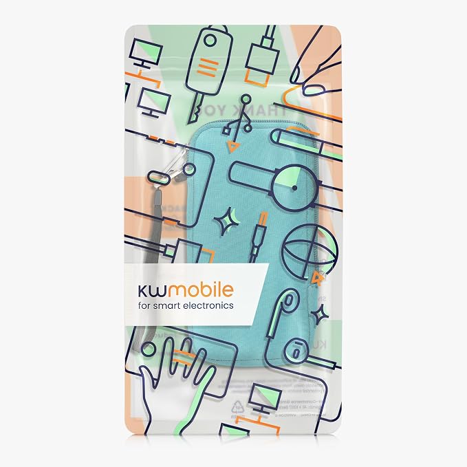 kwmobile Universal Phone Pouch Size XL - 6.7/6.8" - Neoprene Smartphone Pouch with Zip - Water-Repellent Mobile Phone Case - Sleeve in Turquoise - Image 7