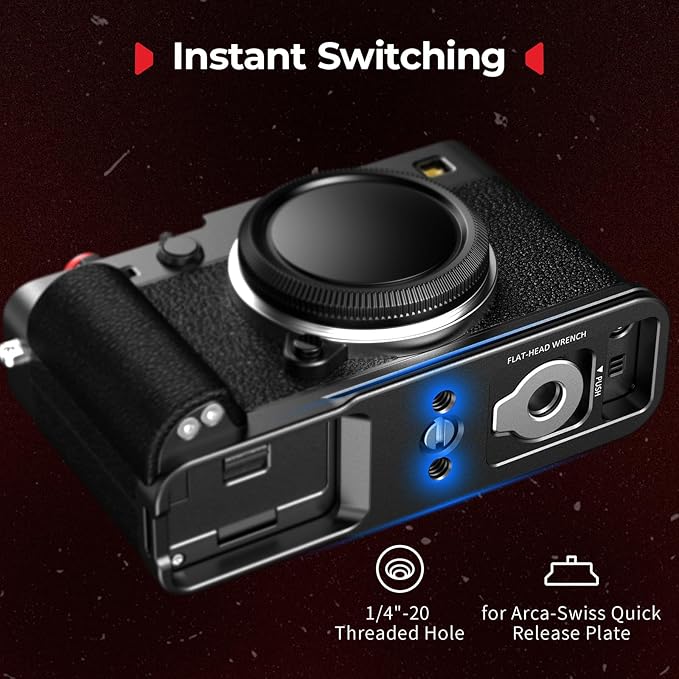 SmallRig L-Shape Grip Handgrip for Fujifilm X-E5 with Shutter Button | Built-in Quick Release Plate for Arca, 1/4"-20 Threaded Holes, Lightweight Ergonomic Grip - Image 3