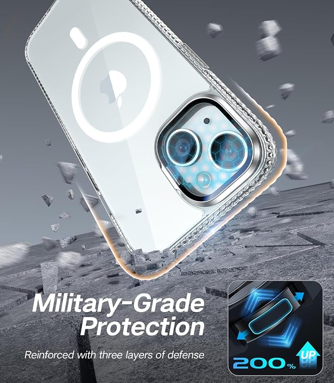 VOFATA [Upgraded] for iPhone 15 Case with Camera Cover Stand [Fit for MagSafe][9H Camera Lens Protector] Mil-Grade Protection Transparent Magnetic iPhone 15 Phone Case, Clear - Image 6