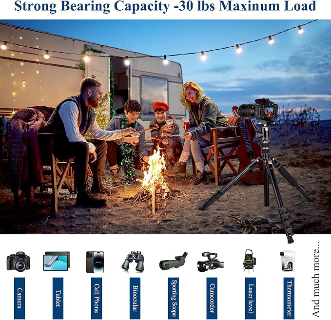77" Aluminum Camera Tripods & Monopods, Victiv Compact Travel Tripod for Camera DSLR, Spotting Scope,Telescope, Binoculars, Porfessional Heavy Duty Camera Tripod Stand for Photography Video Recording - Image 3