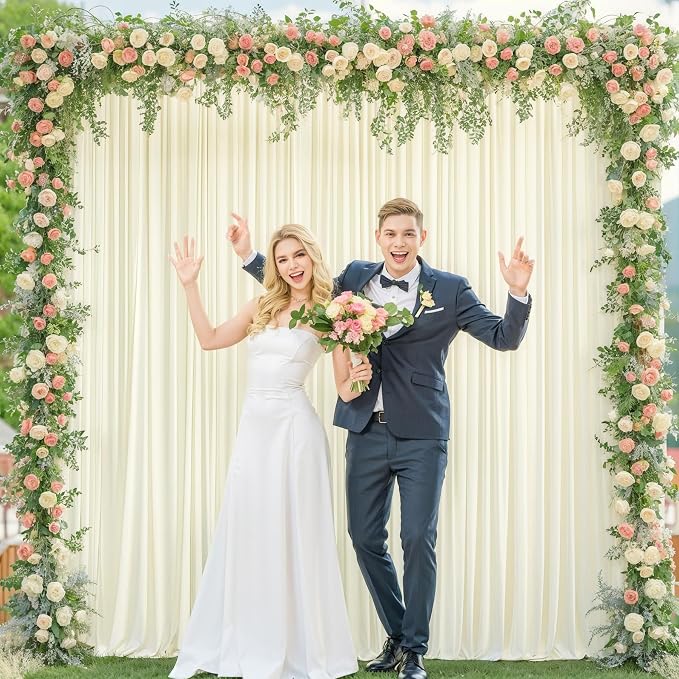 Wish Care Ivory Backdrop Curtains - 6 Panels, Wrinkle-Free, Polyester, Photography Drapes for Wedding, Baby Shower, Photo Background Decorations - 24 X10FT (Ivory) - Image 4