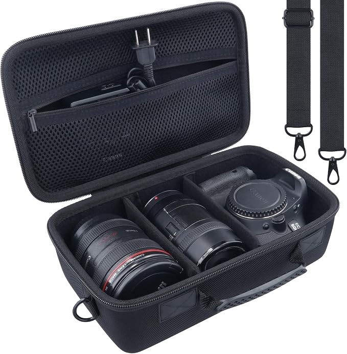 khanka Camera Case for Canon EOS Rebel R6V/T7/T100/T6/R50/R100 | /R5/R7/R8/R6 Mark II/SL3 DSLR Camera,Travel Carrying Case for Canon EOS Rebel Camera and 18-55mm/18-45mm Lens(Case Only) - Image 2