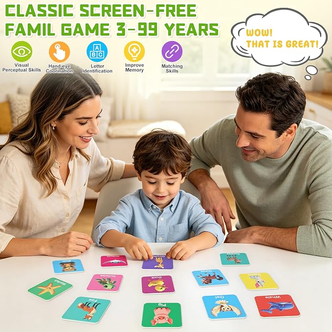72 PCS Memory Matching Game with Dice | Animal Memory Board Game | Vegetable Link Print---comes with Storage Case, Memory Cards Concentration Game for Ages 3 and Up - Image 5