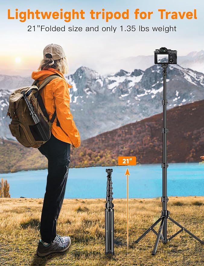 Phone Tripod, 86" Tall Tripod for iPhone with Flexible Gooseneck & Remote | Portable Aluminum Cellphone Stand for Selfies, Video Recording,Travel, Compatible with iPhone Android - Image 6
