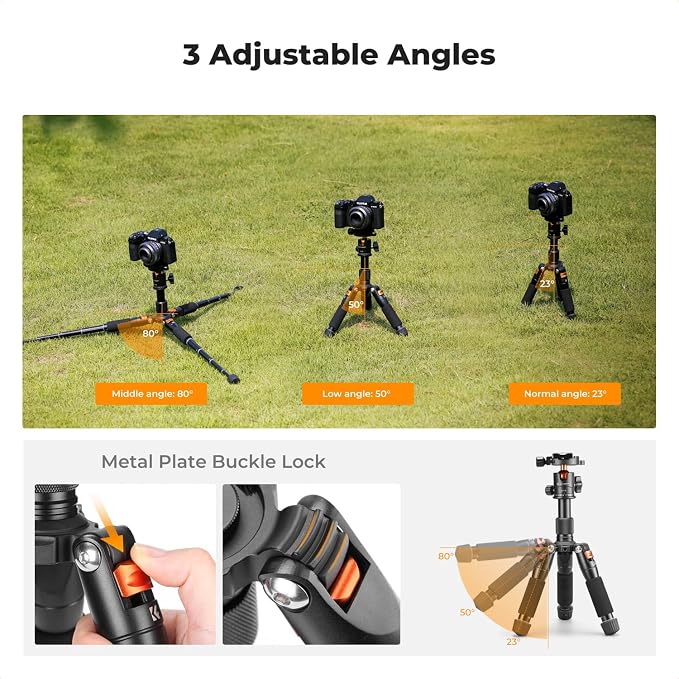 K&F CONCEPT 20.5" Mini Desktop Tripod | 360 Degree Ball Head, 1/4 inch Quick Release Plate, For Camera Video Camcorder, Load up to 13.22 lbs/6 KG. S225A0+BH-25L - Image 5