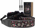 Padwa Lifestyle Camera Strap - 2" Full Grain Leather Ends Camera Straps for Photographers, Vintage Embroidered Cotton Weave Soft Strap Quick Release fits All Cameras by PadwaLifestyleCameraStrap