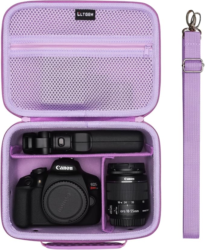 Small Camera Case Bag for Canon EOS Rebel T7/R50//R100 DSLR Camera Purple | Hard Carrying Travel Case for Canon EOS Rebel T7/R50//R100/R6 Mark II/R8/R6 Mark III/R50 V/T6/R10/R5 Mark II DSLR SLR Camera by LTGEM