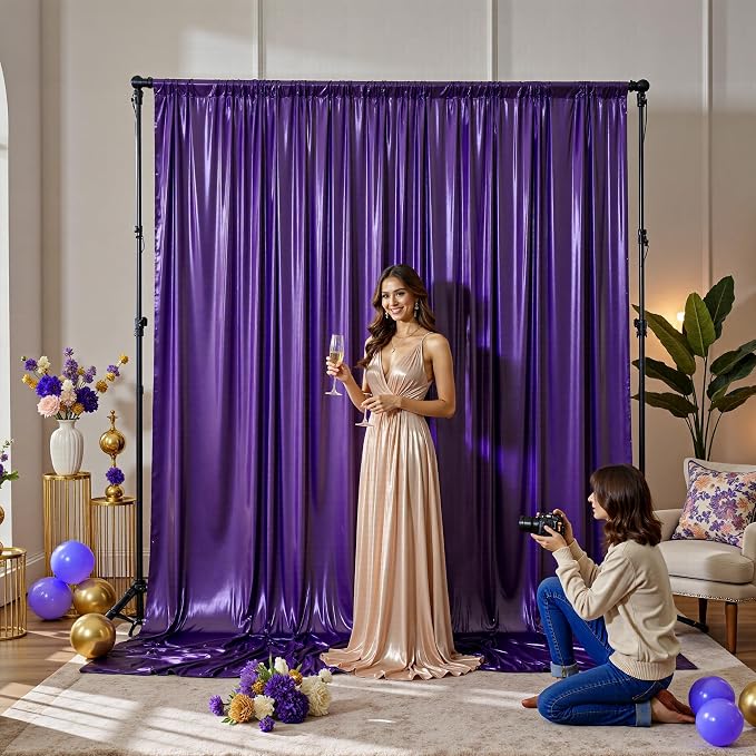 20x10FT Purple Sequin Backdrop Curtain for Party - 4 Panels 5x10FT Wrinkle-Free Shimmer Drapes for Birthday, Wedding, Christmas, Decorations & Photography - Image 7