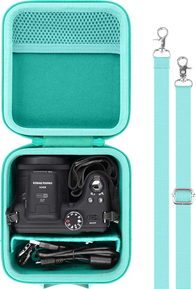 Case for KODAK PIXPRO AZ653/AZ401/AZ405/AZ425/AZ528 Digital Camera | Protective Storage Box, Portable Carrying Box, Smooth Zipper, Travel-ready, Shoulder Strap Covenient to Carry, Mint Green by Baval