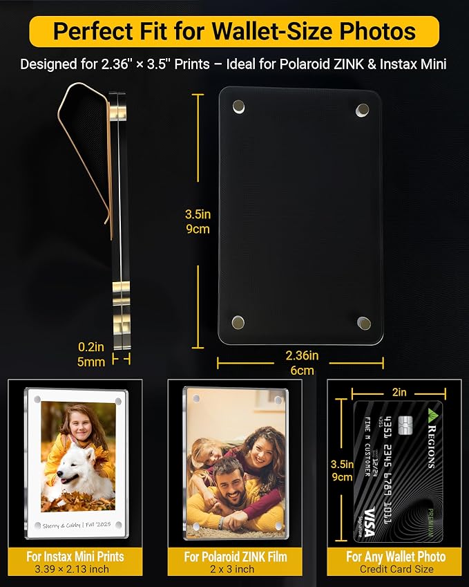 2Pcs Car Picture Holder for Sun Visor & Air Vent, 2.36"x3.5" Car Photo Clip | Clear Magnetic Acrylic Car Picture Frame for Polaroid, Instax Mini & Wallet-Size Photos, Personalized Car Decor Photo Gifts - Image 4