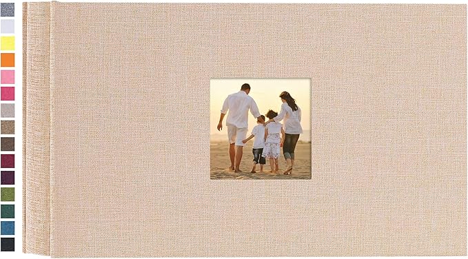 potricher Photo Album 4x6 Pictures, 100 Pockets, Linen Cover, Beige | Linen Cover, Front Window, Large Capacity 4x6 Picture Albums, Photo Book for Family, Wedding, Anniversary, Baby, Keepsake by potricher