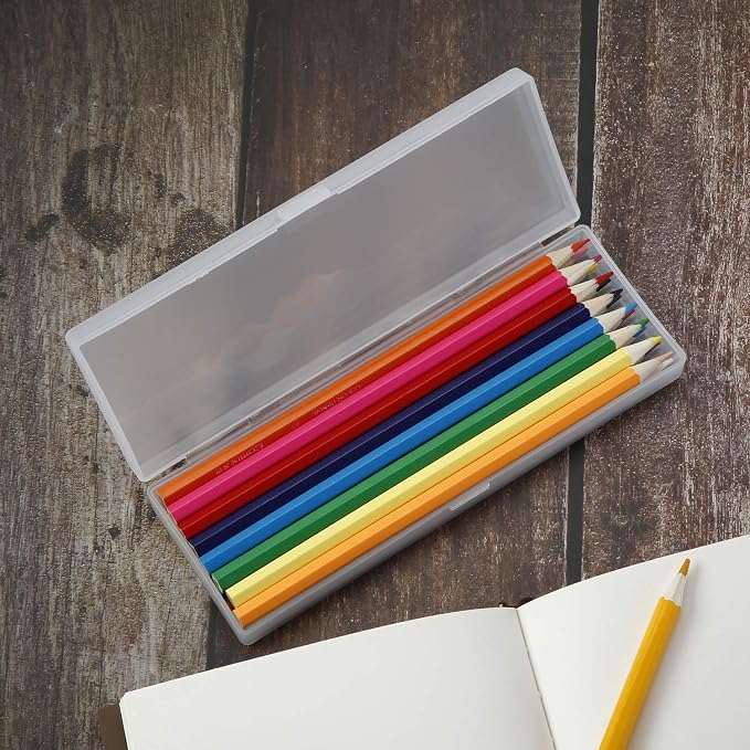 Chinco 4 Pieces Plastic Pencil Case Plastic Stationery Case with Hinged Lid and Snap Closure for Pencils, Pens, Drill Bits, Office Supplies (White) - Image 3
