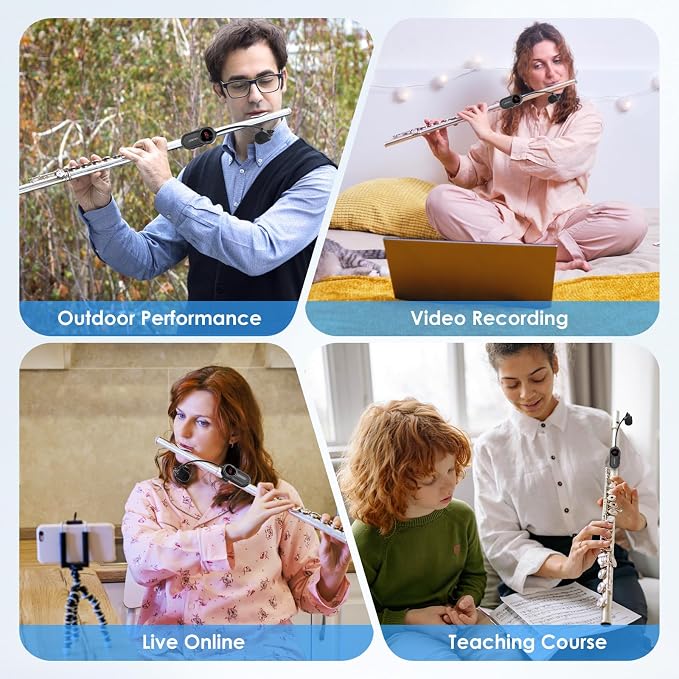 Lococo UHF Wireless Flute Microphone System: Wind Music Instruments Microphone Receiver and Transmitter, 160ft Range with Digital Screen, for Flute, Piccolo, Clarinet - Image 9