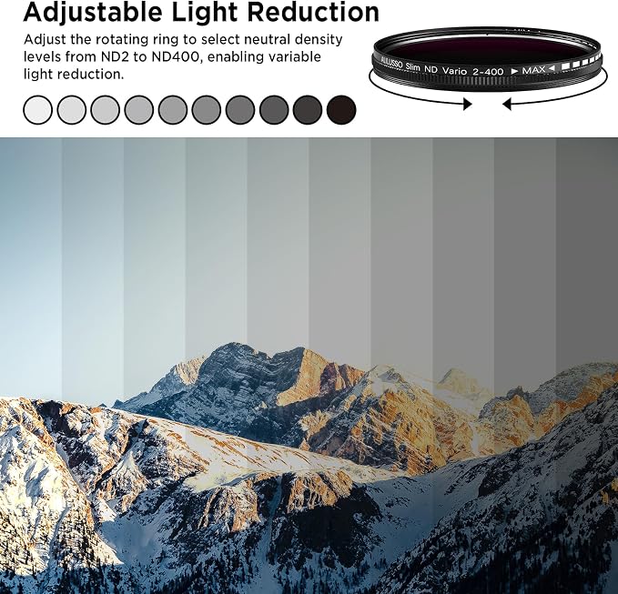 52mm Variable ND2-ND400 Filter with Upgraded Phone Clip, Neutral Density Filter Lens for iPhone 16/15/14/13 Pro Max Samsung Moto Google TCL, HD Double-Sided Multi-Coated Glass - Image 2