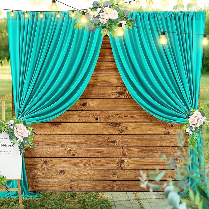 40ftx10ft Wrinkle Free Turquoise Backdrop Curtains for Parties, Thick Polyester Teal Photo Backdrop Drape 8 Panels for Wedding Birthday Photography Background Backdrop Stand - Image 5