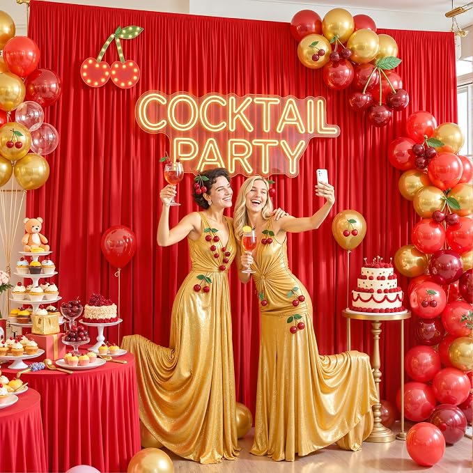 8 Panels Red Backdrop Curtains for Wedding Party Wrinkle Free Backdrops Curtain Drapes Fabric Decorations Photo Back Drop Cloth for Baby Shower Photography Stage Reception 40ft(W) x 12ft(H) - Image 7