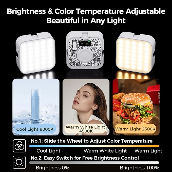 RGB Video Light, Magnetic Portable Fill Light with Clip for Phone/Laptop | LEEKAI P6 CRI 95+ 2500K-9000K, 2000mAh Rechargeable LED Camera Light for YouTube TikTok Zoom Meetings - Image 6