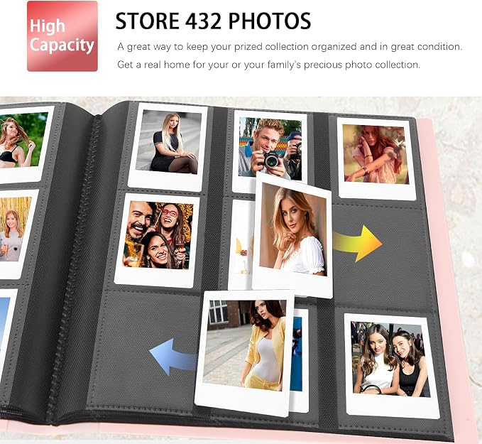 432-Pocket Photo Album for Fujifilm Instax Mini Instant 2x3'' Photos | Fits Polaroid Snap, PIC-300 ,Z2300 Camera, Mini Link Pinter, Photo Book for Birthday, Anniversary, Families Memories, Pink - Image 2