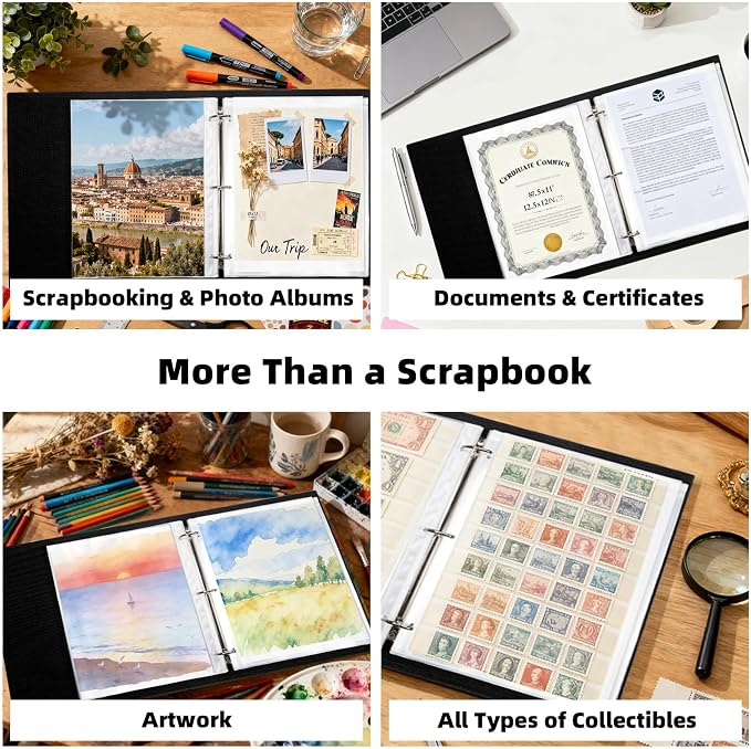 Vienrose Scrapbook Refill Pages 8.5x11, 10 Pack Heavyweight Clear Page Protectors for 3 Ring Binders, Top Loading Plastic Sleeves for Scrapbook Albums & Photo Storage (No Paper Inserts, Acid Free) - Image 6
