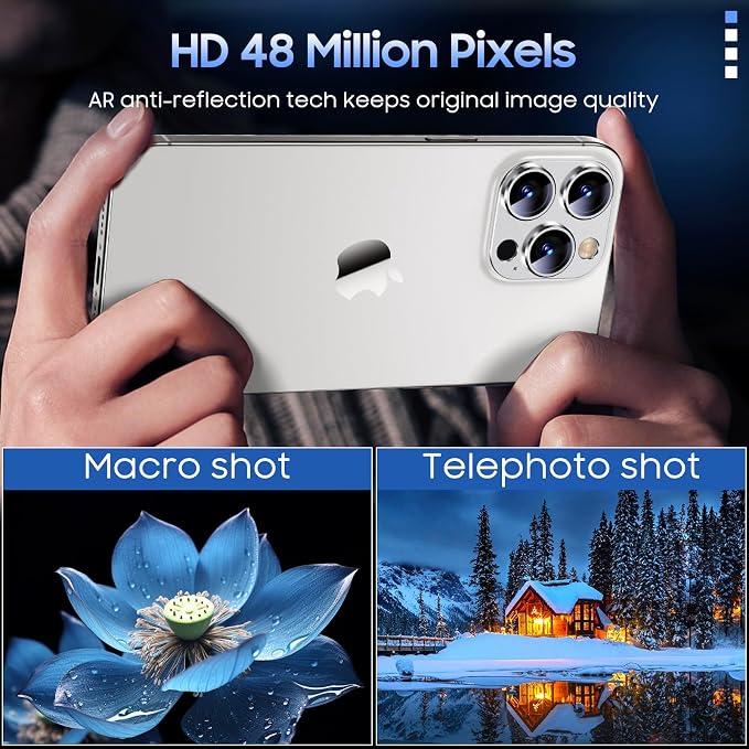 Uyiton for iPhone 15 Pro/iPhone 15 Pro Max Camera Lens Protector | Not Easy to Break, Strong Adsorption, Case-Friendly, Metal 9H Sapphire Glass Rear Camera Screen Cover, Silver White - Image 2
