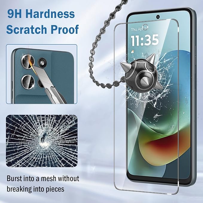 2+2 Pack for Moto G Play 2026 Screen Protector with Camera Lens Protector,Full Coverage 9H Tempered Glass Film,HD Clear Scratch Resistant,Bubble-Free for Moto G Play 2026 Screen Protector - Image 2