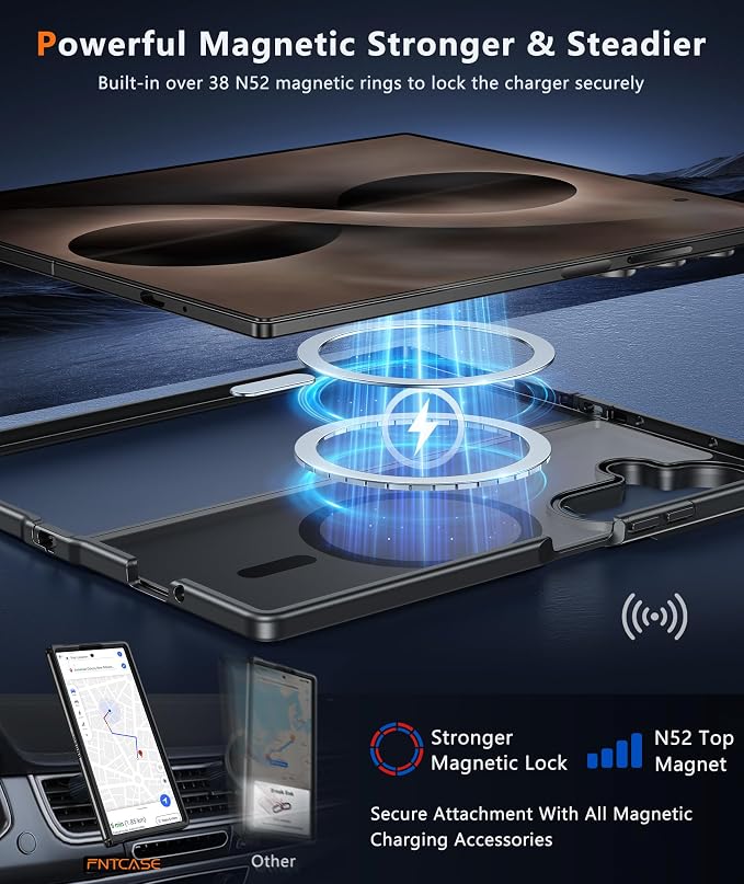 FNTCASE for Samsung Galaxy Z Fold 8 Ultra / Z Fold 7 Case, Fit for Magsafe | Screen Protector, Translucent Matte, 18FT Military Grade Drop Protection, Shockproof Protective Phone Cover, Black - Image 3