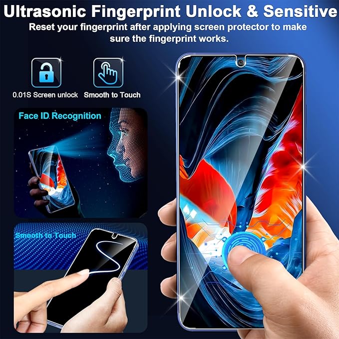 firtstnow 3 Pack Privacy Screen Protector for Samsung Galaxy S25 Tempered Glass + 2 Pack Camera Lens Protector, True 25°Anti Spy, 9H+ Hardness, Fingerprint Unlock, Case Friendly Bubble-Free 6.2 Inch - Image 5