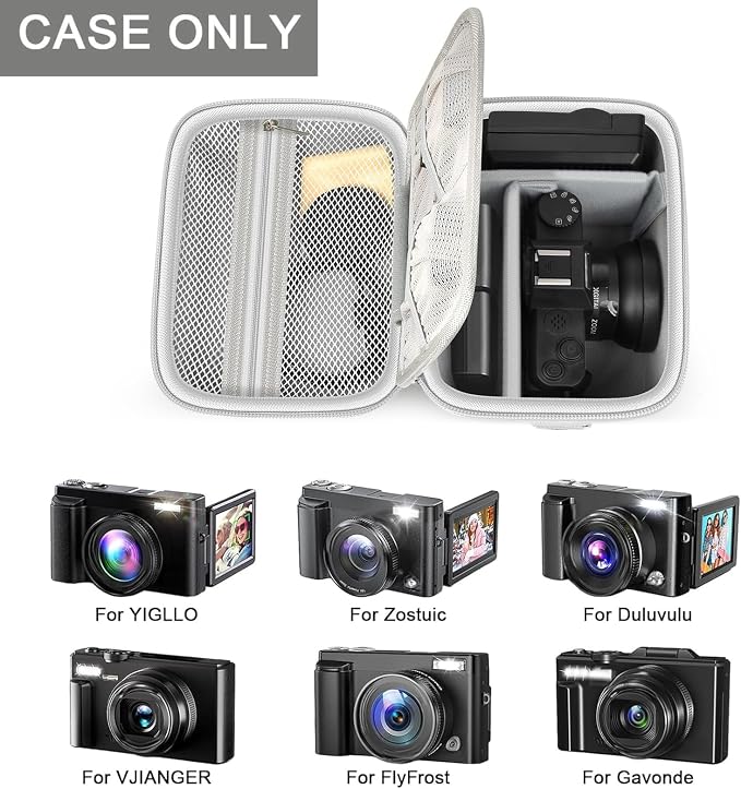 ANKHOH Vlogging Camera Case for Duluvulu/Zostuic/YIGLLO/Gavonde/Canon/Kodak | SD Card & Battery Storage, Accessory Pocket, Travel Carrying Bag, Case Only, For Creators Photography & Travel, Purple - Image 3
