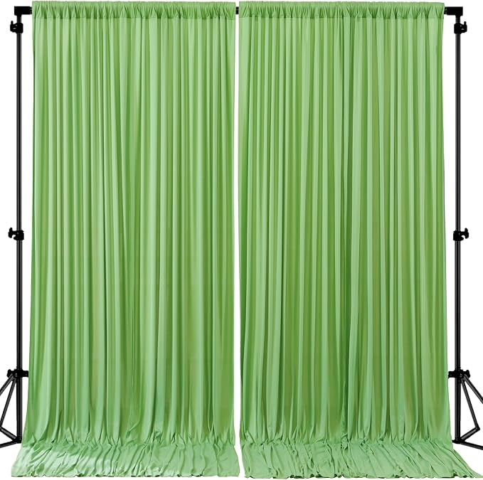 8ftx10ft Wrinkle Free Green Backdrop Curtain - 10 Feet Photography Backdrop Drapes, Silky Polyester Back Drop Cloth for Wedding Baby Shower Balloon Arch Background by Unknown