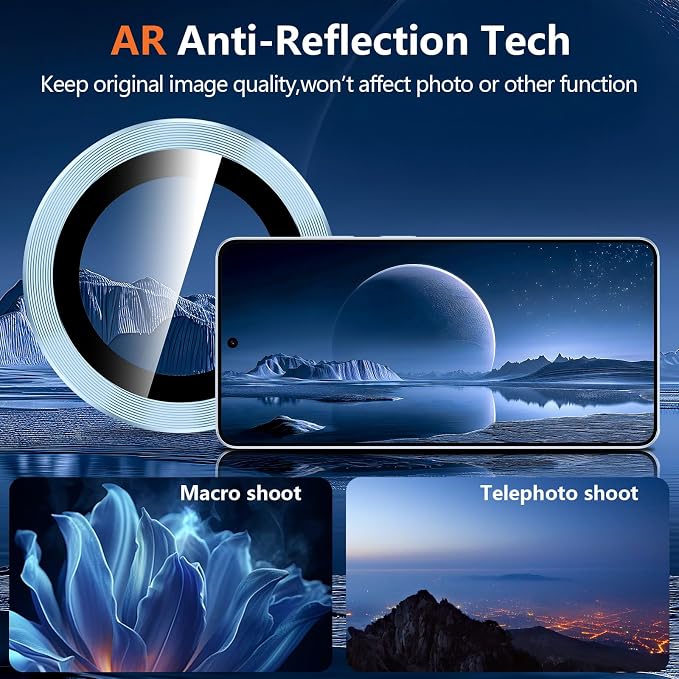 for Samsung Galaxy S26 Ultra Camera Lens Protector, Individual Metal Ring Tempered Glass Lens Cover, [Strong Adsorption] Scratch Resistant Ultra-Thin HD Clear Lens Cover, 1 Set-Blue - Image 3