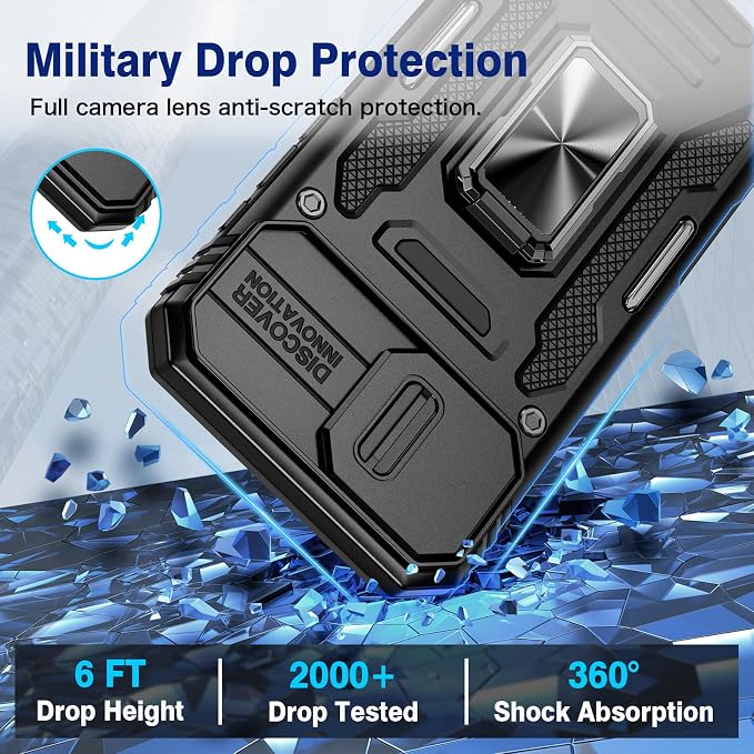 VEGO for iPhone 17e/ iPhone 16e Case with Privacy Screen Protector Black | Slide Camera Cover & Ring Kickstand Military Grade Heavy Duty Protection Cover for iPhone 17e 5G 6.1 Inch - Black - Image 6