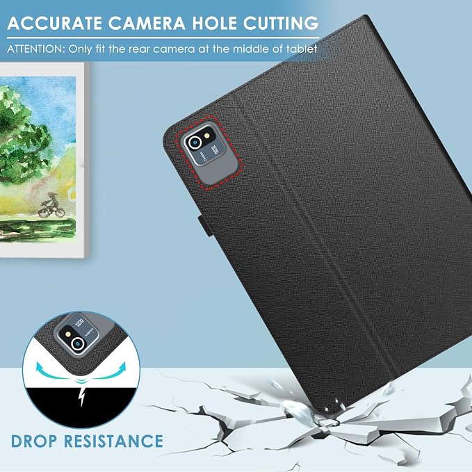 DETUOSI Universal 10.1 inch Tablet Case,Scratch Resistant | For ECOPAD ‎TH-KK12C,URAO X109,Aiprotablet C20e,Folio Leather Protective Cover,2-Angle Viewing Stand,3 Card Slots,Black - Image 8