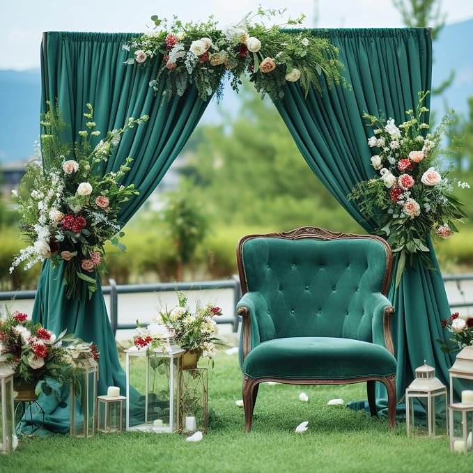 Hunter Green Backdrop Curtain-Wrinkle-Free Polyester Fabric Green Photography Curtains for Wedding Party Photo Background Decorations- 8 X10FT (Hunter Green) - Image 8