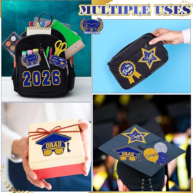Glenmal Blue Gold Graduation Photo Display Board Sticker Class of 2026 Picture Display Stickers Accessories for 2026 Grad Party College Board Photo Frame Decor (12x9inch,3.9x4.7inch) - Image 5