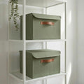Decorative Linen Storage Boxes with Lids - Large Set of 2 Organizer Bins | The Perfect Container for Home Decor - Safely Store Photos, Documents and Memory Box Keepsakes in Style by ZICOTO