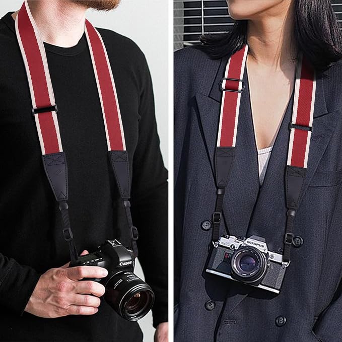 Padwa Lifestyle Adjustable Camera Strap - 1.5" Top Layer Cowhide Head Camera Straps for Photographers, Cotton Adjustable Neck Shoulder & Crossbody Strap Quick Release for All Cameras and Binoculars - Image 5