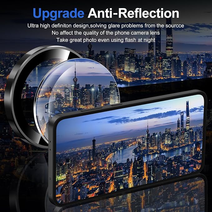 for Samsung Galaxy S24 Plus Camera Lens Protector, Individual Metal Ring Tempered Glass Lens Cover, [Strong Adsorption] Scratch Resistant Ultra-Thin HD Clear Lens Cover, 1 Set-Black Ring - Image 4