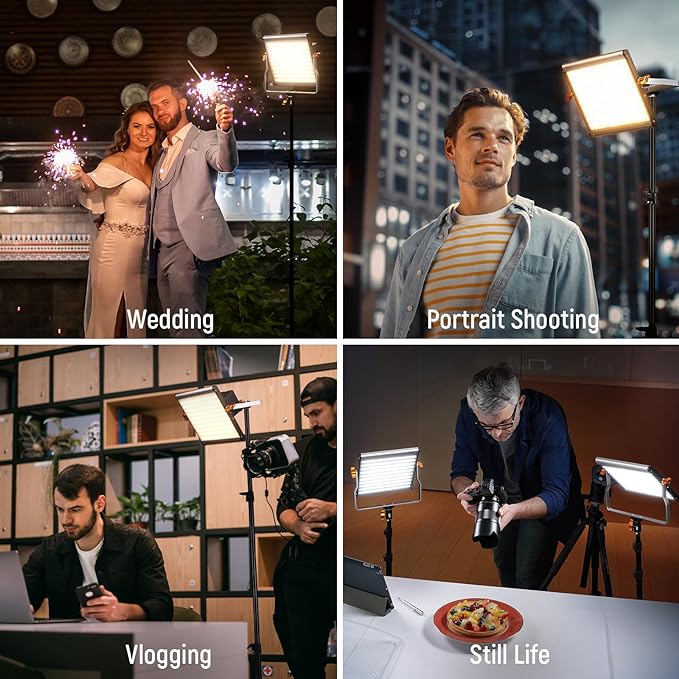 Neewer 2 Packs Dimmable Bi Color 480 LED Video Light Kit, 3200~5600K CRI 96+ LED Panel with U Bracket, 75 inches Tripod Light Stand for YouTube Recording Studio Photography Streaming Key Lighting - Image 6