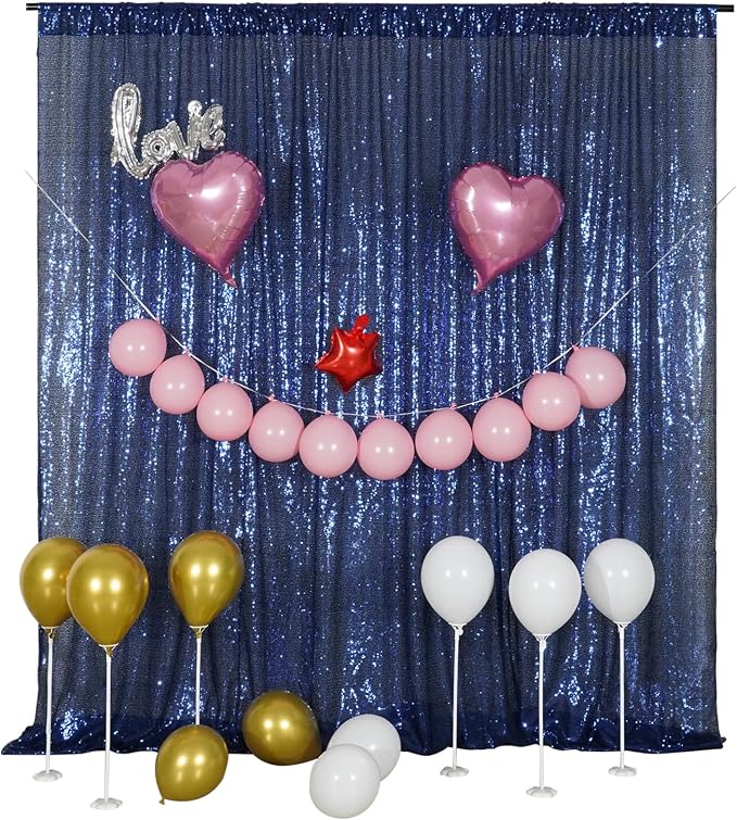Poise3EHome Blue Sequin Backdrop,8FT x 10FT Sequin Photography Backdrop Curtain for Party Decoration, Navy Blue - Image 8