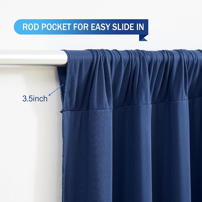 Navy Blue Backdrop Curtains-Wrinkle-Free Navy Blue Curtains Polyester Photography Drapes Wedding Background for Baby Shower Birthday Graduation Party Decorations - 8 X10FT - Image 6