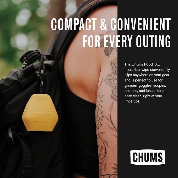 Chums XL Microfiber Lens Cloth Pouch, Portable Cleaner (Black) | 11 x 11 Inch Cloth Cleans Eyewear Lenses & Screens with Keychain Attachment & Holder, Larger Size - Image 3