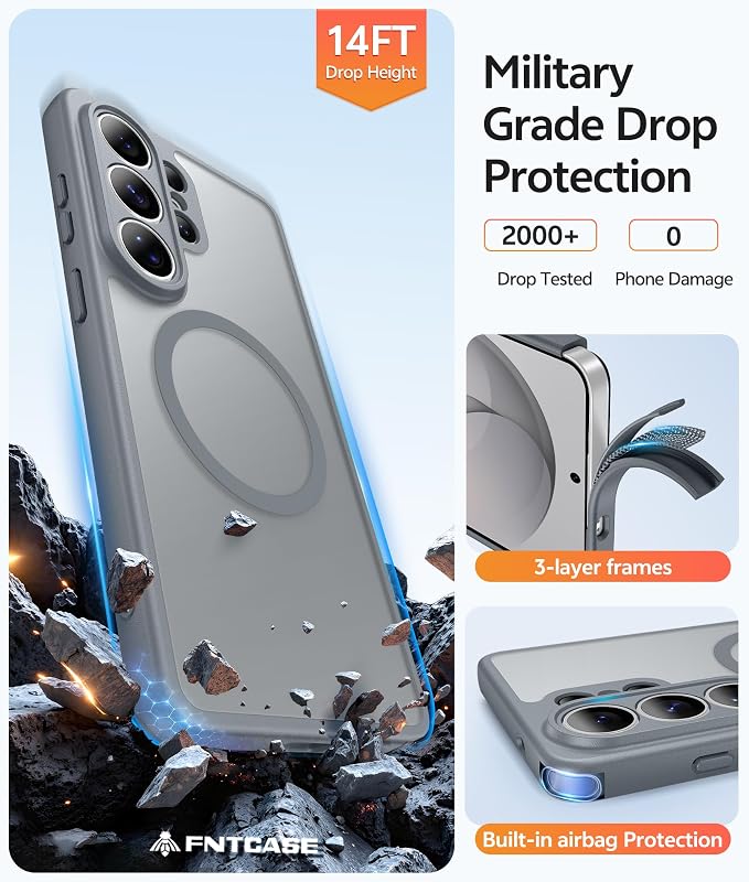 FNTCASE for Samsung Galaxy S26 Ultra Case, Compatible with Magsafe Gray | Screen Protector, Full Camera Protection, Translucent Matte, 14FT Military Grade Drop Proof, Protective Phone Cover - Image 5