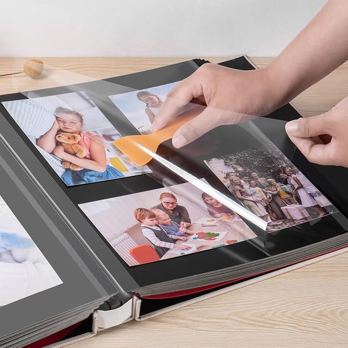 Large Photo Album Self Adhesive 4x6 5x7 3x5 8x10 Scrapbook Magnetic Album DIY Scrap Book Length 13 x Width 12.8 (Inches) 120 Black Sticky Pages Linen Cover DIY Photo Album(White) - Image 2