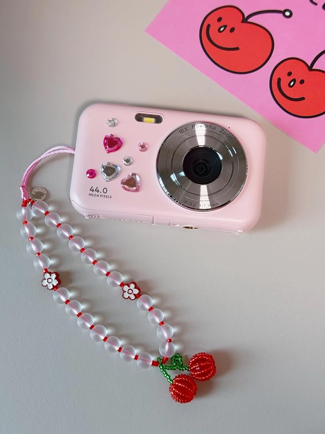 Drawwind Phone Charm Beaded Wristlet Strap Universal Cell Phone Lanyard Cute Bracelet Wrist Strap Beaded Chain String Handmade Accessories for Case Camera Bags (Cherry Crush) - Image 5