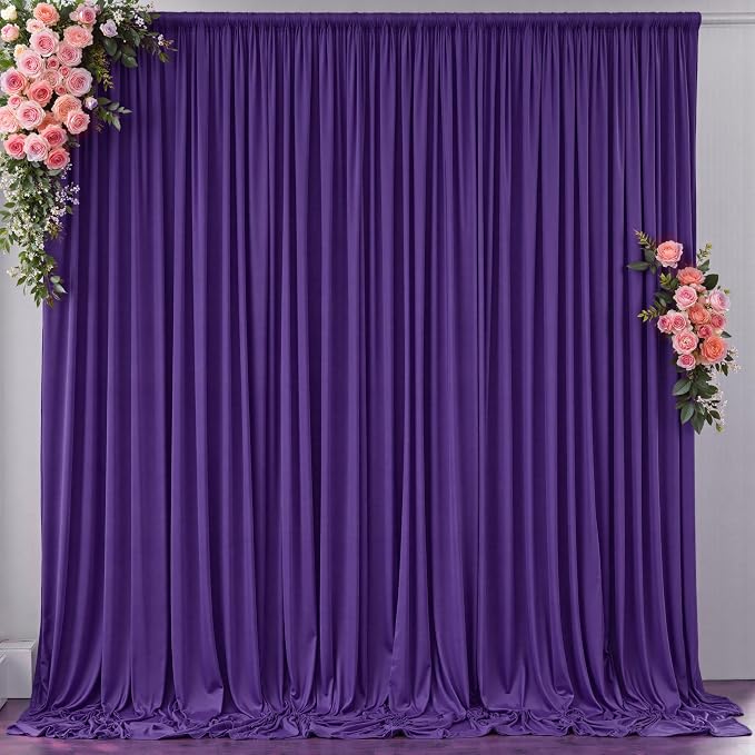 10 ft x 10 ft Wrinkle Free Purple Backdrop Curtain for Parties, Polyester Purple Photo Backdrop Drapes for Wedding Birthday Girls Party Mermaid Baby Shower,5ft x 10ft,2 Panels by Outpain