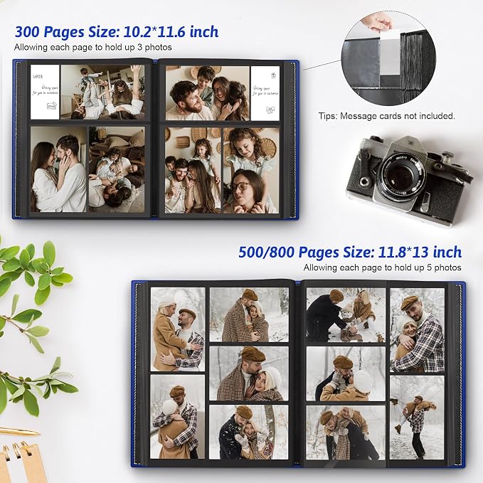 Popotop 4x6 Photo Album Holds 800 Pictures, Vegan Leather Hardcover | 800-Photos Capacity, Clear Slip-In Pockets, Extra-Large Collection Format, Front Photo Window, Gifts for Family Wedding Baby - Image 5