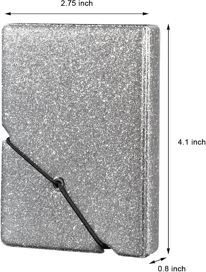2x3 Instax Mini Photo Album, 28 Pockets. Glitter Silver, 2PK | Portable Wallet Size Album Stores 2x3 inch Instant Photos. Fits Polaroid, Instax Mini, Kodak Mini Prints and Zink. - Image 2