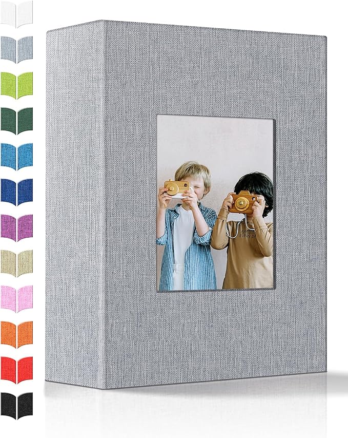 Artfeel Photo Album 4x6 with 100 Pockets,Slip-in Picture Albums,Linen Cover Memory Book with Front Window,White Page Vertical Photo Book for Wedding,Family,Anniversare,Baby,Vacation by Artfeel